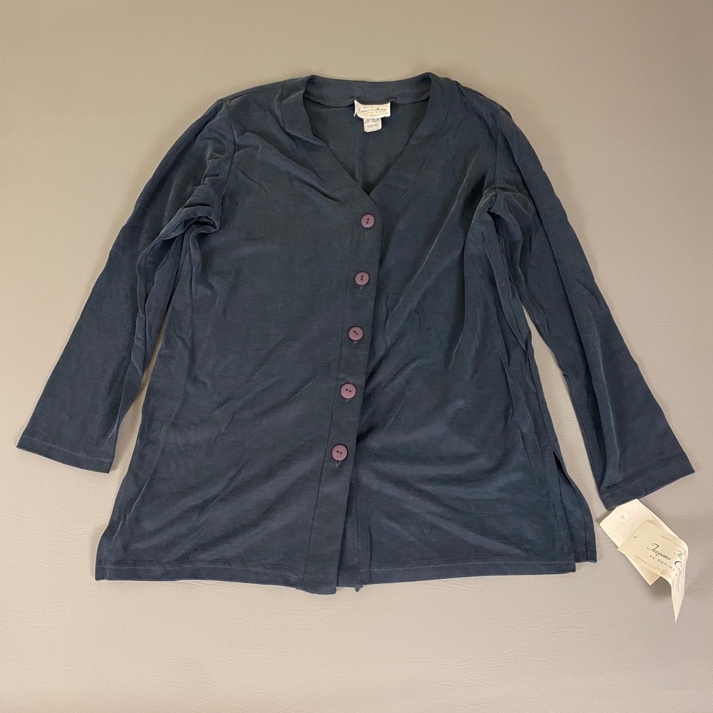 Vintage Trepano Collecton Knit Button Down Top Petite Medium MADE USA 90's‎ NWT